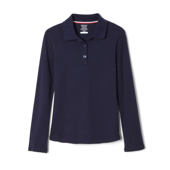 Polo, Long Sleeve Fitted Interlock with Picot Collar (Feminine Fit)