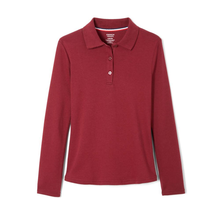 Polo, Long Sleeve Fitted Interlock with Picot Collar (Feminine Fit)