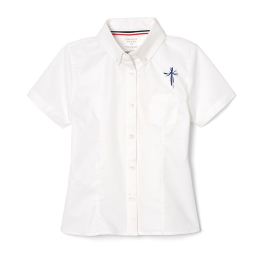 Blouse, Oxford White S/S Girls Prince Of Peace Embroidery