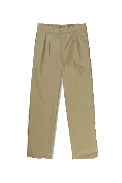 Wholesale Boys School Uniform Flat Front Pants with Double Knee in Khaki